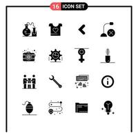 Mobile Interface Solid Glyph Set of 16 Pictograms of camera hardware arrow gadget computers Editable Vector Design Elements