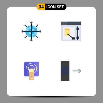 Stock Vector Icon Pack of 4 Line Signs and Symbols for internet finger tuch design web column Editable Vector Design Elements