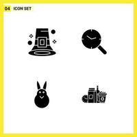 Set of 4 Commercial Solid Glyphs pack for event bunny hat research easter bunny Editable Vector Design Elements