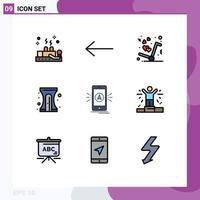 Pictogram Set of 9 Simple Filledline Flat Colors of gps app like navigation pencil Editable Vector Design Elements