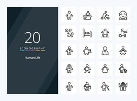 20 icono de contorno humano para presentación vector