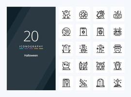 20 Halloween Outline icon for presentation vector