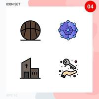 4 User Interface Filledline Flat Color Pack of modern Signs and Symbols of activities share game computing share christian Editable Vector Design Elements