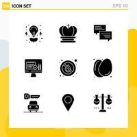 9 Universal Solid Glyph Signs Symbols of drop date sms screen chat Editable Vector Design Elements