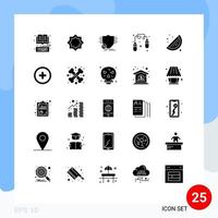 25 Thematic Vector Solid Glyphs and Editable Symbols of jump rope exercise star security money Editable Vector Design Elements