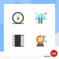 Modern Set of 4 Flat Icons Pictograph of energy audio water data cloud music Editable Vector Design Elements