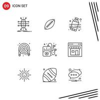 Outline Pack of 9 Universal Symbols of plumber hose rugby water pollution Editable Vector Design Elements