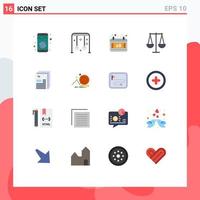Group of 16 Modern Flat Colors Set for document libra swing finance balanced Editable Pack of Creative Vector Design Elements