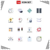 16 Universal Flat Color Signs Symbols of idea bulb safety server data center Editable Pack of Creative Vector Design Elements