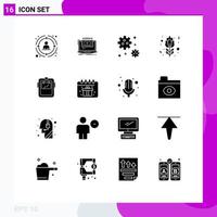 16 Creative Icons Modern Signs and Symbols of mask red rose tutorial flower space Editable Vector Design Elements