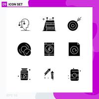 9 Universal Solid Glyph Signs Symbols of gadget devices tools connected target Editable Vector Design Elements