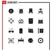 Pictogram Set of 16 Simple Solid Glyphs of maximize enlarge document lump home Editable Vector Design Elements