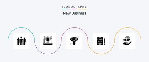 New Business Glyph 5 Icon Pack Including document . online . idea. eye vector