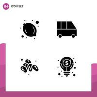 4 Creative Icons Modern Signs and Symbols of fruit holy delivery van passenger van idea Editable Vector Design Elements