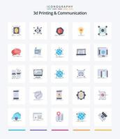 Creative 3d Printing And Communication 25 Flat icon pack  Such As printing. bulb. visual. idea. modification vector