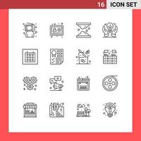 Set of 16 Modern UI Icons Symbols Signs for idea protected ideas study skin skin Editable Vector Design Elements