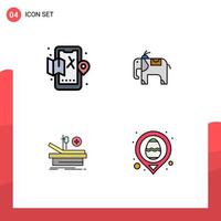 conjunto de 4 iconos de ui modernos símbolos signos para operación de mapa de hospital móvil huevo elementos de diseño vectorial editables vector