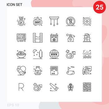 conjunto de 25 líneas vectoriales en cuadrícula para interfaz sin comida de araña y elementos de diseño vectorial editables vector