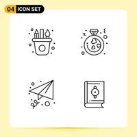 4 iconos creativos signos y símbolos modernos de arte mensaje artesanía anillo islam elementos de diseño vectorial editables vector