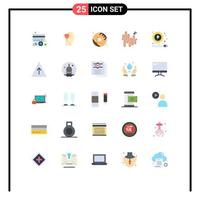 Set of 25 Modern UI Icons Symbols Signs for power electricity head wave music Editable Vector Design Elements