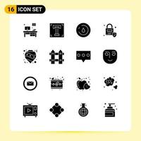 Set of 16 Modern UI Icons Symbols Signs for christmas balls energy security lock Editable Vector Design Elements