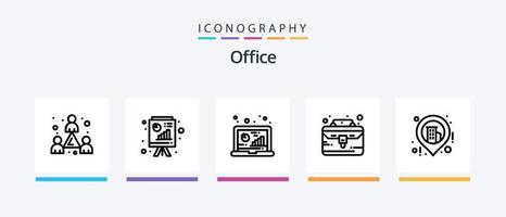 paquete de iconos de la línea de oficina 5 que incluye oficina. ojo de buey negocio. cosa. caso. diseño de iconos creativos vector