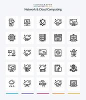 Creative Network And Cloud Computing 25 OutLine icon pack  Such As mobile. technology. computing. power. world vector