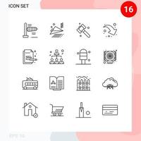 Modern Set of 16 Outlines Pictograph of network pen tool painting creative Editable Vector Design Elements