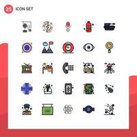 Universal Icon Symbols Group of 25 Modern Filled line Flat Colors of panzer howitzer microphone cannon water bottle Editable Vector Design Elements