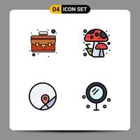 Set of 4 Modern UI Icons Symbols Signs for case map autumn basic heart Editable Vector Design Elements