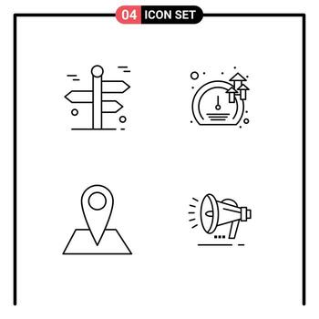 Group of 4 Modern Filledline Flat Colors Set for navigation contact travelling software map Editable Vector Design Elements