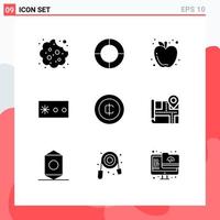 9 Universal Solid Glyphs Set for Web and Mobile Applications money coin autumn cash protection Editable Vector Design Elements