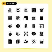 Pack of 25 creative Solid Glyphs of saver help builder technology gadgets Editable Vector Design Elements