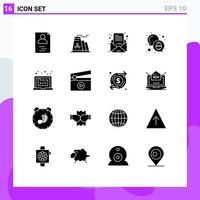 16 Thematic Vector Solid Glyphs and Editable Symbols of creative application email egg color Editable Vector Design Elements