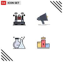 Modern Set of 4 Filledline Flat Colors and symbols such as crime flask protection marketing tube Editable Vector Design Elements