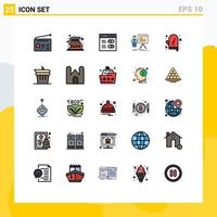 Filled line Flat Color Pack of 25 Universal Symbols of progress chart read businessman user Editable Vector Design Elements