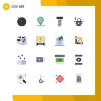 Group of 16 Modern Flat Colors Set for engineering book bolt graduate network security Editable Pack of Creative Vector Design Elements