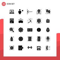 25 User Interface Solid Glyph Pack of modern Signs and Symbols of balloon arrow arrow idea brainstorming Editable Vector Design Elements