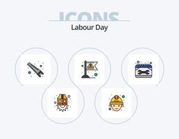 Labour Day Line Filled Icon Pack 5 Icon Design. saw. garlands. blades. flag. celebration vector