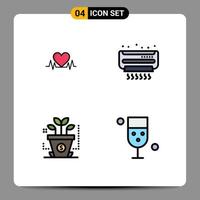 User Interface Pack of 4 Basic Filledline Flat Colors of heartbeat investment wedding conditioner cup Editable Vector Design Elements