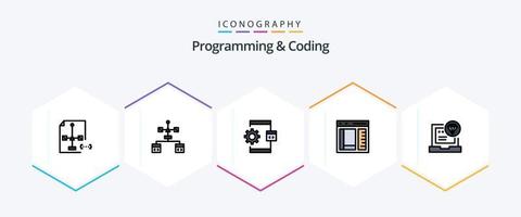 Programming And Coding 25 FilledLine icon pack including develop. browser. develop. process. develop vector