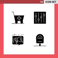 4 User Interface Solid Glyph Pack of modern Signs and Symbols of trolley media controls chat machine Editable Vector Design Elements