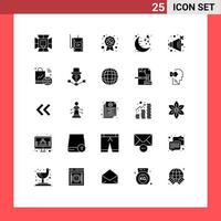 25 Universal Solid Glyphs Set for Web and Mobile Applications no night theatre moon date Editable Vector Design Elements