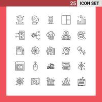 Mobile Interface Line Set of 25 Pictograms of finance layout ceramic grid indian Editable Vector Design Elements