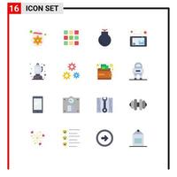 Modern Set of 16 Flat Colors and symbols such as kitchen blender medal tablet inbox Editable Pack of Creative Vector Design Elements