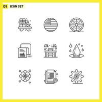 Modern Set of 9 Outlines and symbols such as questionnaire documents drink data slice Editable Vector Design Elements