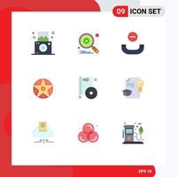 9 Universal Flat Color Signs Symbols of disc cd handset bluray project Editable Vector Design Elements