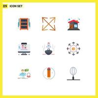 User Interface Pack of 9 Basic Flat Colors of launch mobile brick wall web page wall Editable Vector Design Elements