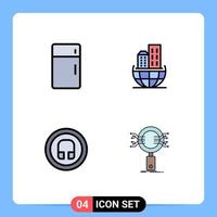 Mobile Interface Filledline Flat Color Set of 4 Pictograms of appliances earphone home architecture basic Editable Vector Design Elements