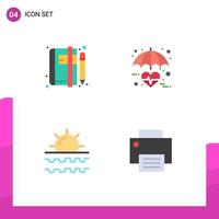4 Thematic Vector Flat Icons and Editable Symbols of notepad heart blog insurance sea Editable Vector Design Elements